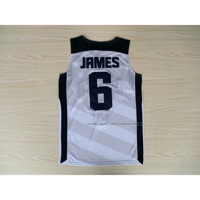Camiseta USA 2012 Lebron James NO 6 Blanco